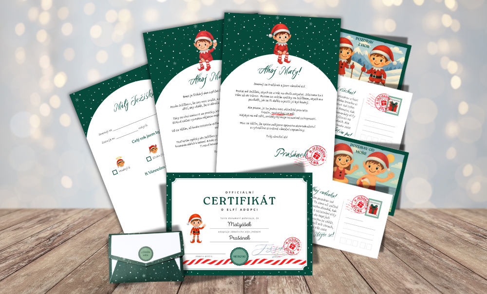 Balíček elfích tiskovin  - zelená & akvarel